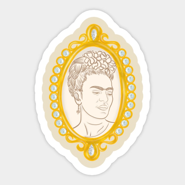 Frida Kahlo Cameo Pin Sticker by RachaelBurriss